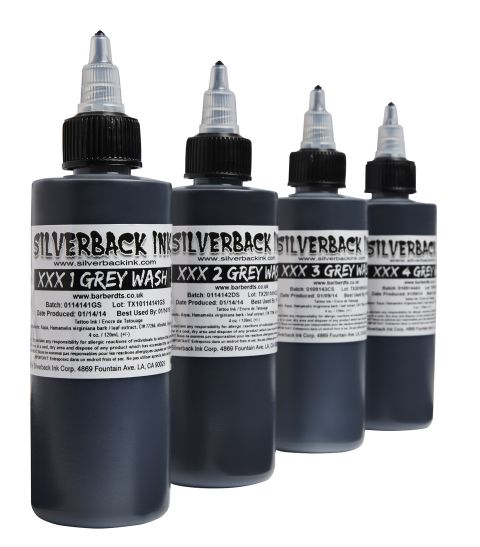 Silverback Ink ® XXX Serie - 125ml X 4 -  Greywash Set