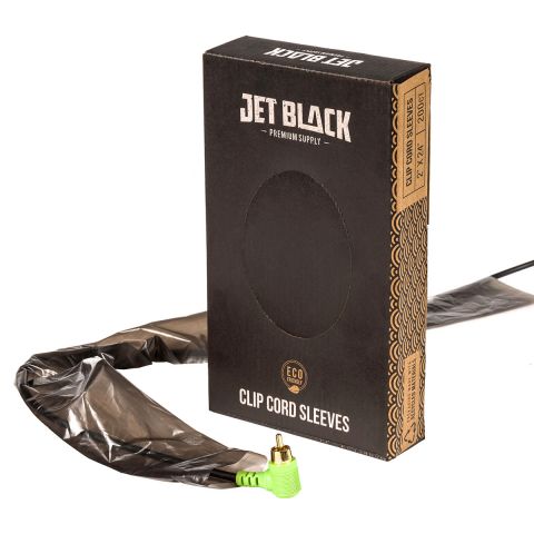Jet Black - Clip Cord Sleeves - 55x600mm (200 Stück)