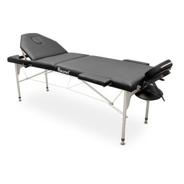 Mesa de masaje portátil hecha de aluminio con respaldo abatible. (194x70cm) BLACK 