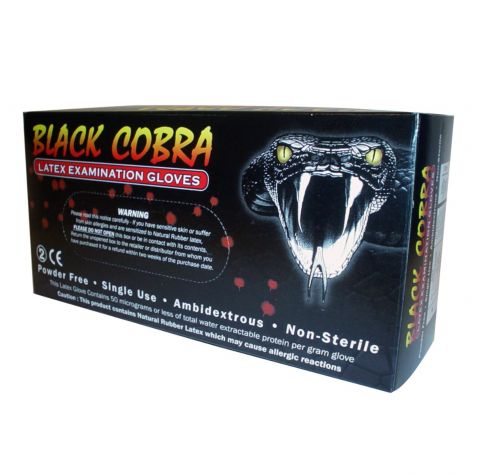 Black Cobra - Guantes de látex sin polvo - Color negro