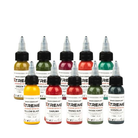 Xtreme Ink - Traditional Japanese Color Set (10 Inks) - 1oz/30ml