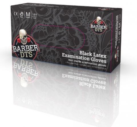 Barber DTS Black Latex Powder Free Gloves 