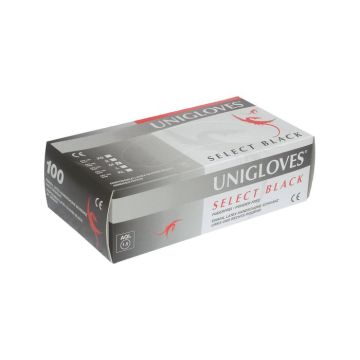 S - Unigloves Black Latex Powder Free Gloves