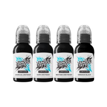 World Famous Limitless Tattoo Ink - Lining and Shading Set - 4x 30ml