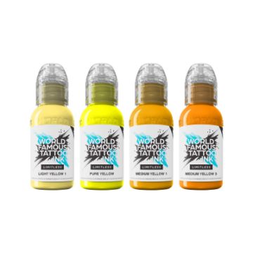 World Famous Limitless Tattoo Ink - Shades of Yellow Collection - 4x 30ml