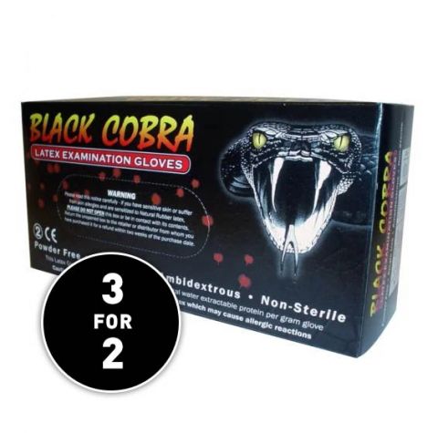 Black Cobra - Guanti in lattice senza polvere - Colore nero