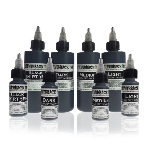 Silverback Ink® Black Th1rt3en Greywash 4 Bottle Set (30ml or 120ml)