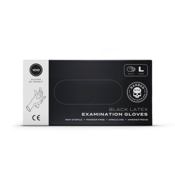 Barber DTS Black Latex Powder Free Gloves 