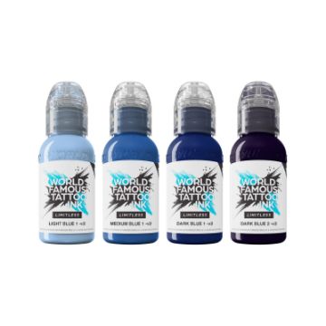 World Famous Limitless Tattoo Ink - Shades of Blue Collection - 4x 30ml
