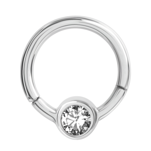 Hinged Ring with Rhinestone Disk 1.2 x 8 x 4mm Crystal