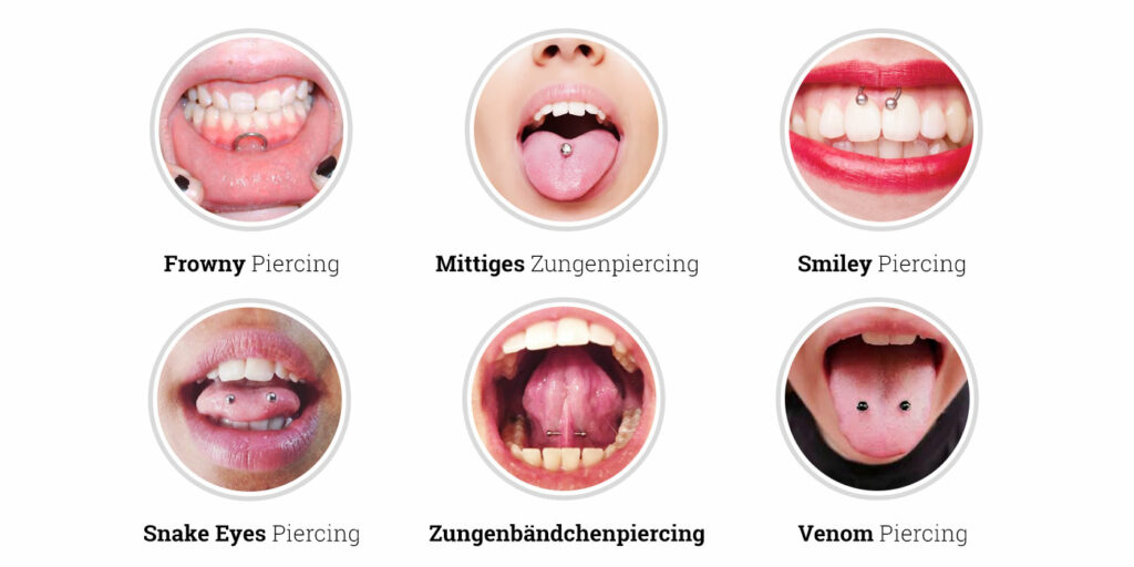 Image of different mouth piercings
