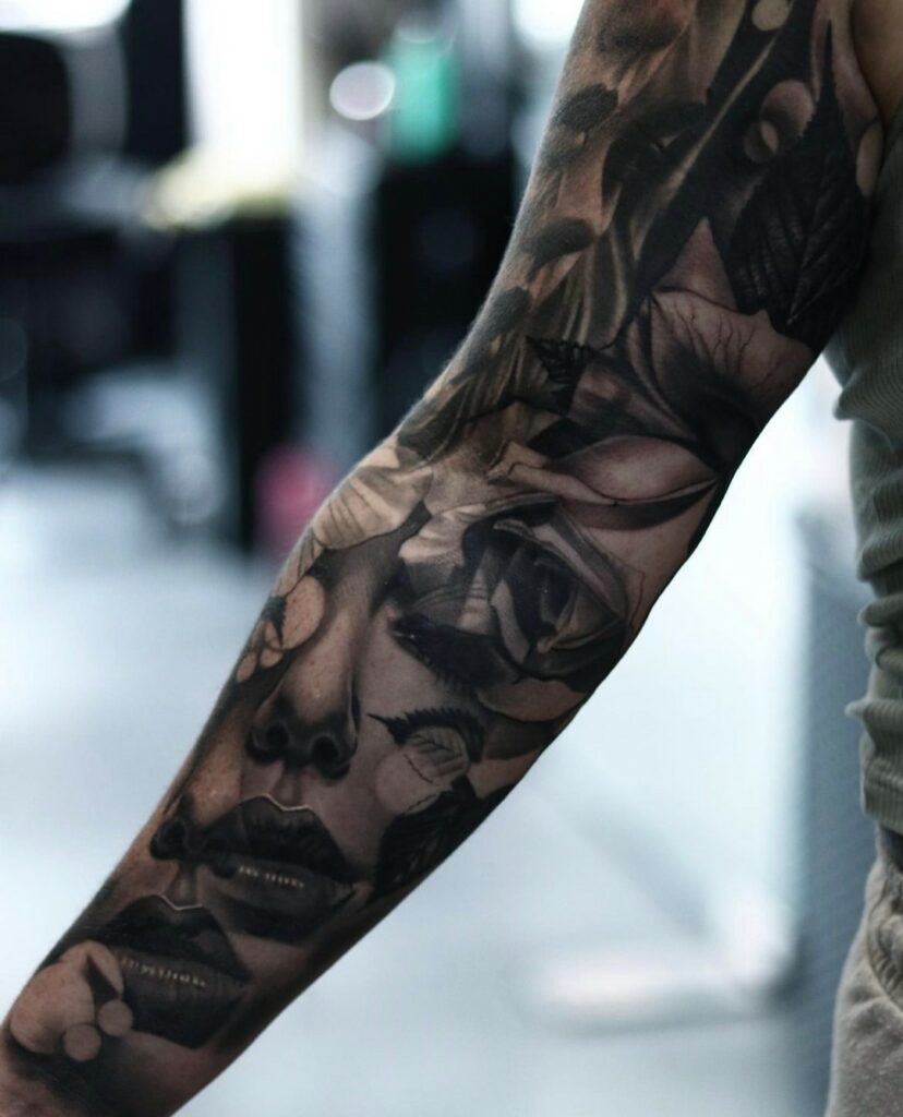 Black & Grey tattoo on forearm.