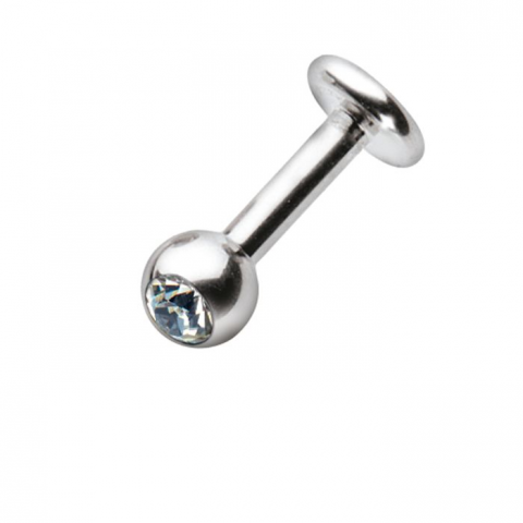 Surgical Steel Jewelled Labret Stud 1.2mm with 10mm Bar