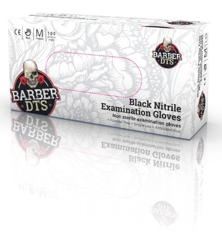 Barber DTS Black Nitrile Powder Free Gloves 